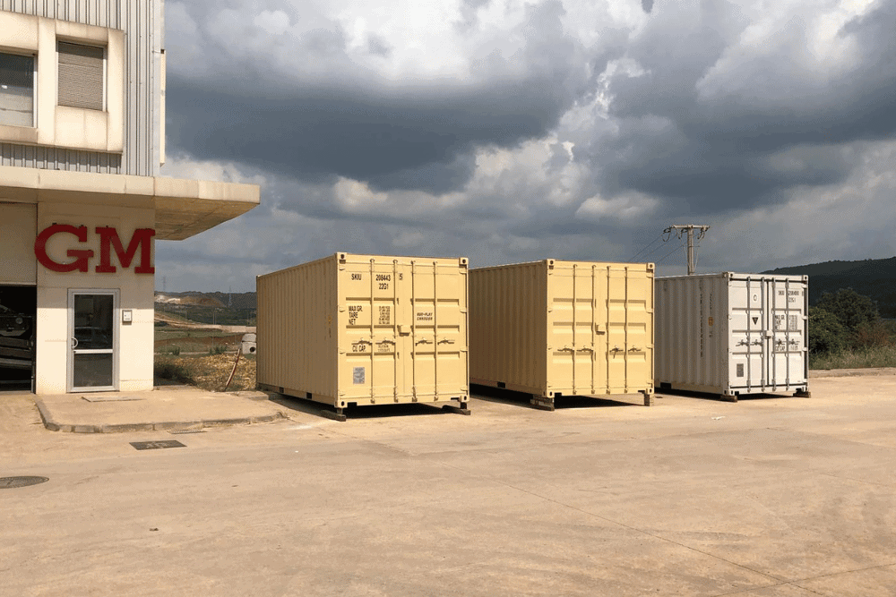 GMH-098 Container Model — multiple container units prepared for shipment to international defense customers
