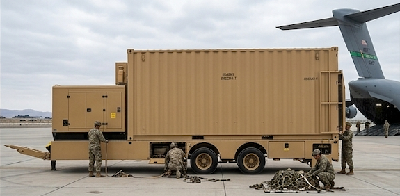 GMT-099 trailer model strategic airlift loading onto C-17 transport aircraft